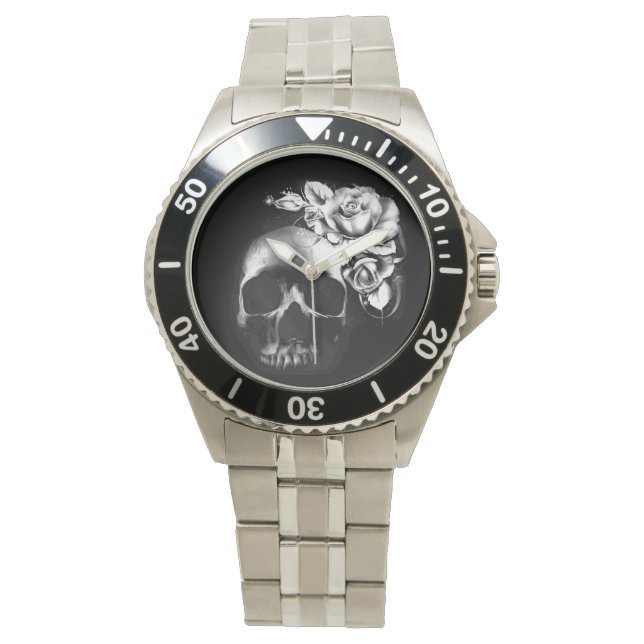 Reloj De Pulsera Calavera y rosas (Anverso)