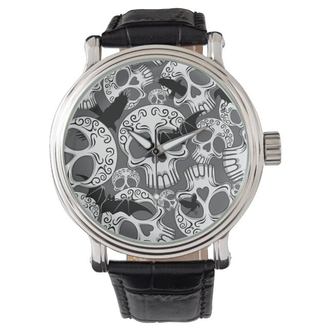 Reloj De Pulsera Calaveras decorativas de Halloween (Anverso)