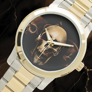 Reloj De Pulsera Calaveras Góticas Oscuras Humanas Trío Negro Criat