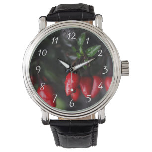 Reloj De Pulsera Calderón rojo Salsa Chili Peppers.