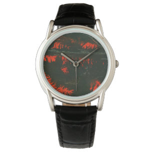Reloj De Pulsera Caldos calientes, volcán, lava, roca negra en rojo