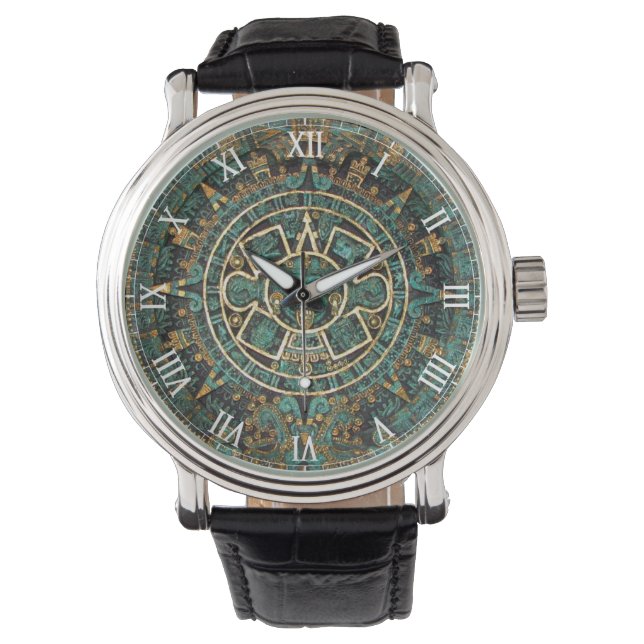 Reloj De Pulsera Calendario azteca de diseño vintage (Anverso)