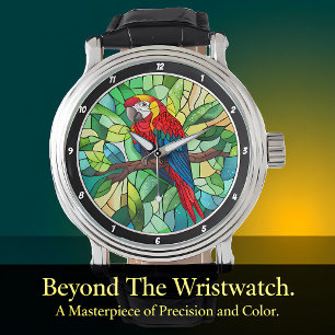Reloj De Pulsera "Calidoscopio Tropical" - Loro de Vidrio Estampado