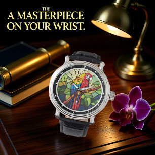 Reloj De Pulsera "Calidoscopio Tropical" - Loro de Vidrio Pintado