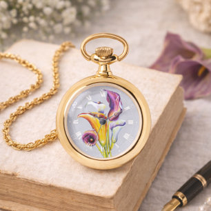 Reloj De Pulsera Calla Lillies Watercolor Pintado a mano