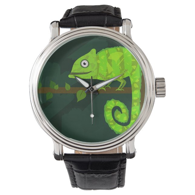 Reloj De Pulsera Camaleón lindo verde (Anverso)