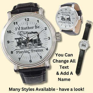 Reloj De Pulsera Cambiar Texto Prefiero Jugar Al Tren Ferroviario
