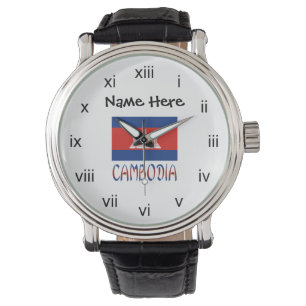 Reloj De Pulsera Camboya Bandera Camboyana Nombre Personalizado