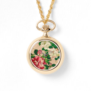 Reloj De Pulsera Camellias japonesas antiguas. Rosa profundo en Bei