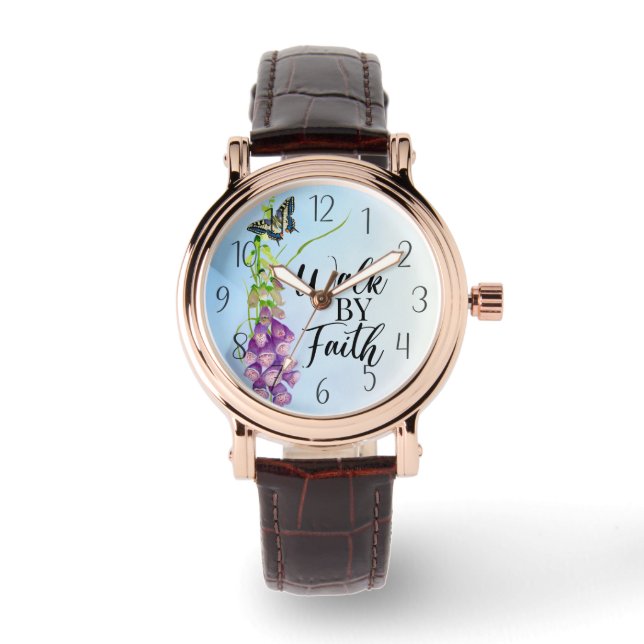 Reloj De Pulsera Camina por fe Biblia Verse (Anverso)