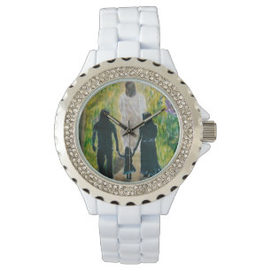 Reloj De Pulsera Caminar Con El Observador Diamante de imitación De