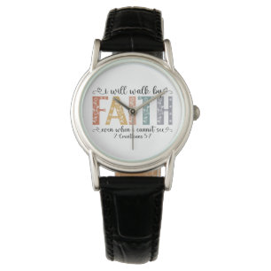 Reloj De Pulsera Caminata cristiana boho por fe versículo bíblico f