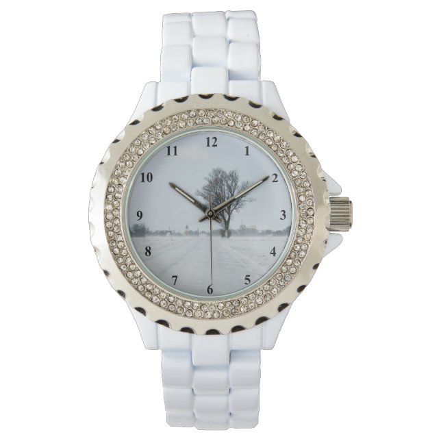 Reloj De Pulsera Camino de invierno rural (Anverso)