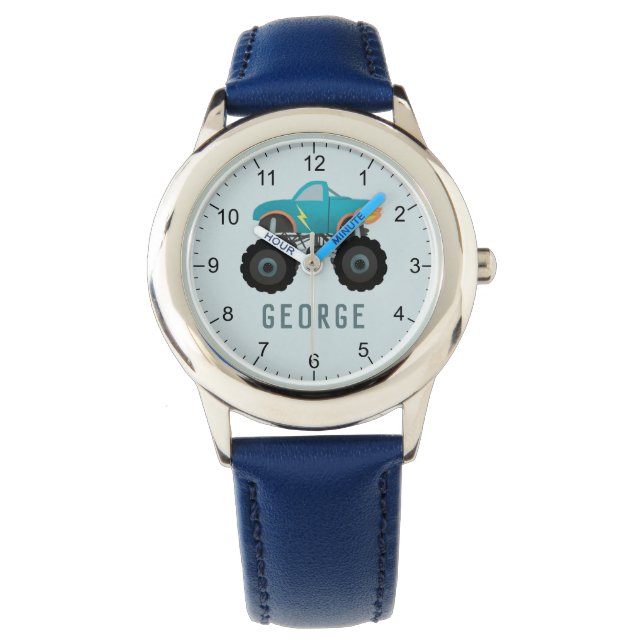 Reloj De Pulsera Camión Azul Genial para Niños (Anverso)