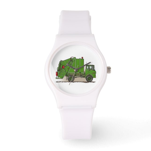 Reloj De Pulsera Camión de basura verde (Anverso)