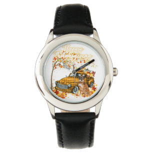 Reloj De Pulsera Camión de calabazas del otoño del día de gracias d