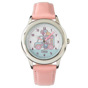 Reloj De Pulsera Camión de helado lindo con conejo y pingüino nombr