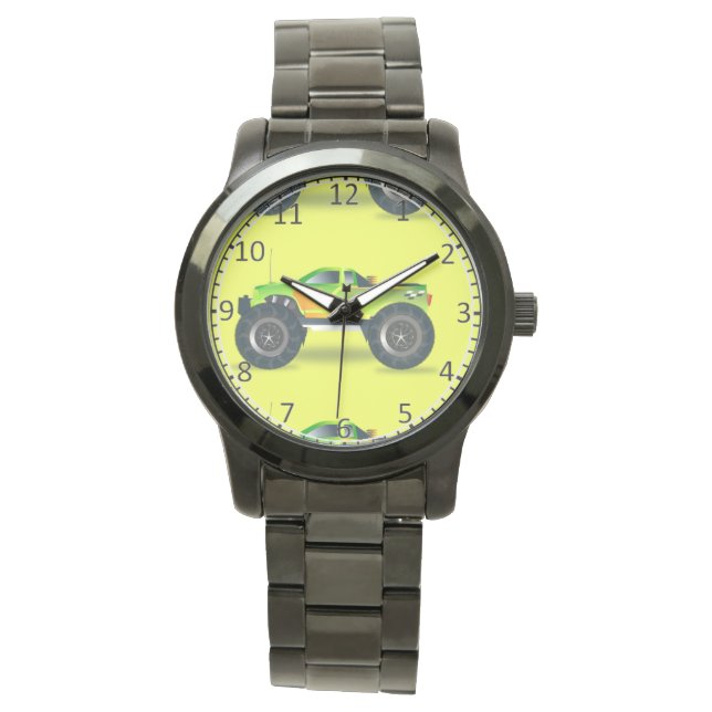 Reloj De Pulsera Camión de monstruos en verde limón (Anverso)