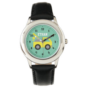 Reloj De Pulsera Camión de Remolque Amarillo para Niños Personaliza