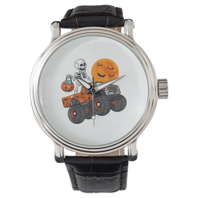 Reloj De Pulsera Camión Monstruo de Halloween Skeleton (Anverso)