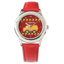 Reloj De Pulsera Camión Rojo Personalizado Niños Nombrar Niños