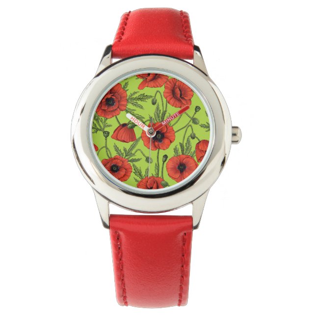 Reloj De Pulsera Camionetas rojas y verdes en verde lima (Anverso)