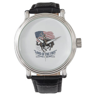 Reloj De Pulsera Camisa occidental de tierra de libertad de vaquero