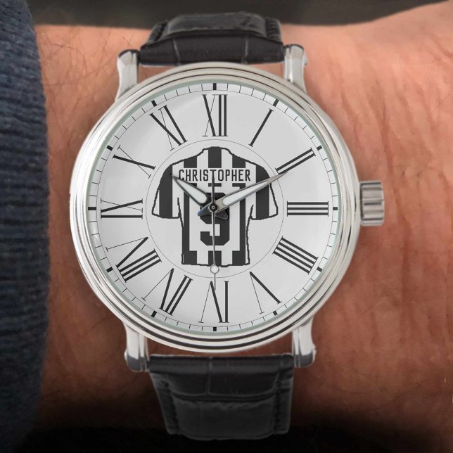 Reloj De Pulsera Camisas de fútbol negras y blancas con números rom (Subido por el creador)