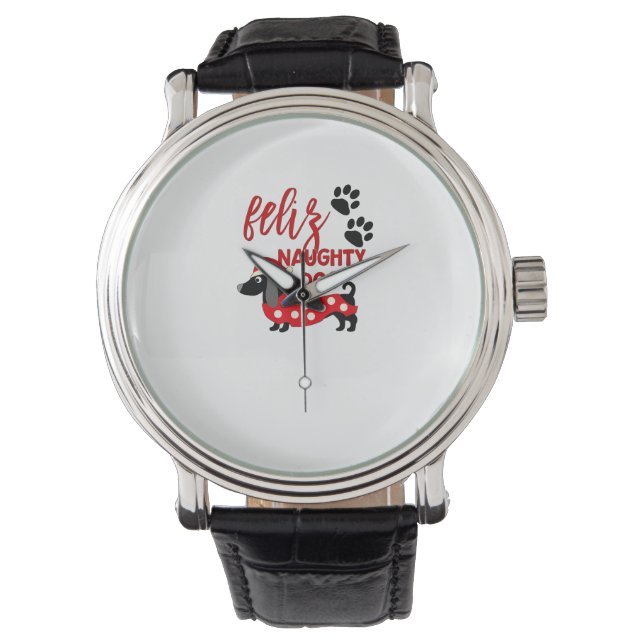 Reloj De Pulsera Camisas de Navidades de Dachshund _ Divertida Feli (Anverso)