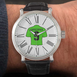 Reloj De Pulsera Camisas verdes de fútbol con números romanos.