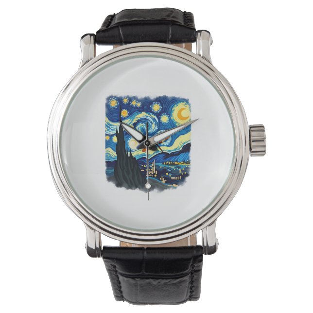 Reloj De Pulsera Camiseta Artística Libélula Van Gogh Noche Estrell (Anverso)