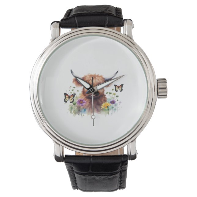 Reloj De Pulsera Camiseta Clásica de Cow para bebés en Highland (Anverso)