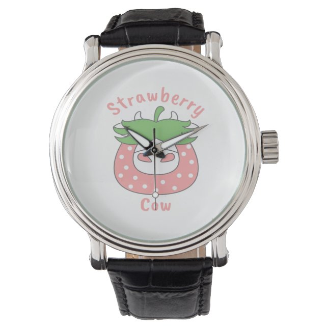 Reloj De Pulsera Camiseta clásica de fresa rosa (Anverso)