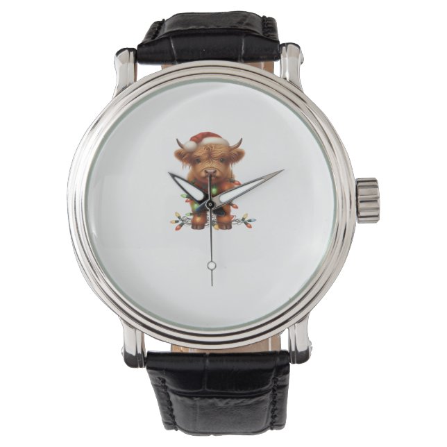 Reloj De Pulsera Camiseta clásica de vaca Highland para navidades (Anverso)