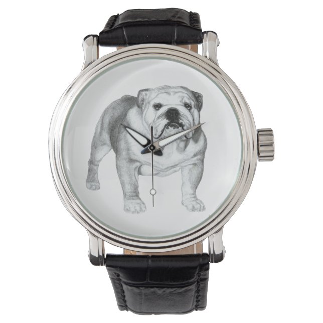 Reloj De Pulsera Camiseta de Bulldog inglés dibujada a mano (Anverso)