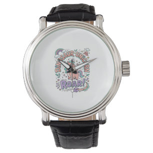 Reloj De Pulsera Camiseta de estilo retro con rugido de dinosaurio