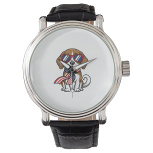 Reloj De Pulsera Camiseta de gafas de sol de perro Beagle patriota 