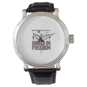 Reloj De Pulsera Camiseta de pesca patriótica enganchada a la liber