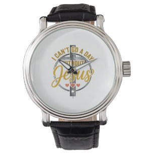 Reloj De Pulsera Camiseta de tipografía cristiana de la cruz de Jes