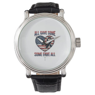 Reloj De Pulsera Camiseta de veterano con cinta de corazón conmemor