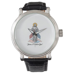Reloj De Pulsera Camiseta Diseño de Grabado Vintage Jesús Confío en