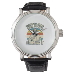 Reloj De Pulsera Camiseta divertida de Jesús café grabado vintage d