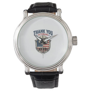 Reloj De Pulsera Camiseta Escudo de Águila Patriótica Gracias Veter
