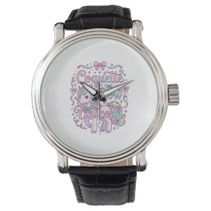 Reloj De Pulsera Camiseta gráfica de unicornio coqueta con lazo de 