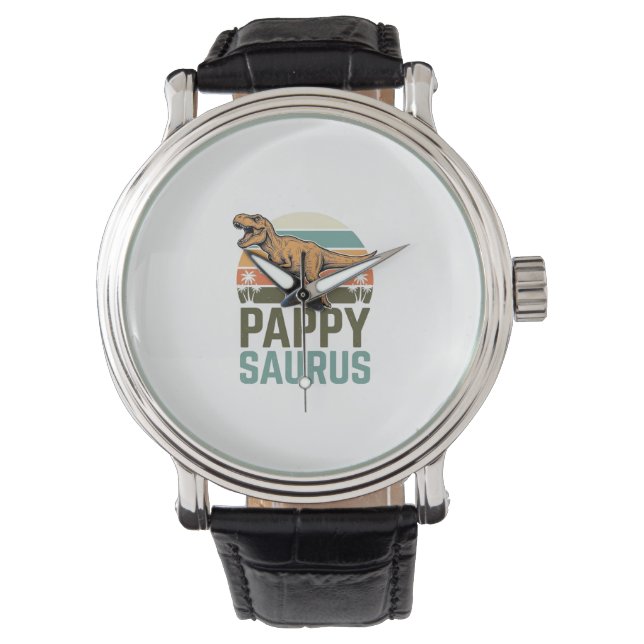 Reloj De Pulsera Camiseta Pappysaurus Dinosaurio Divertido Atardece (Anverso)