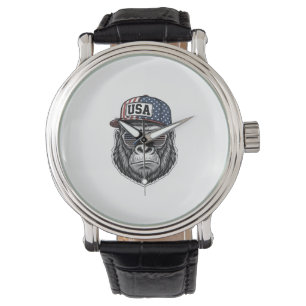 Reloj De Pulsera Camiseta Patriótica con Grabado Vintage de Gorila