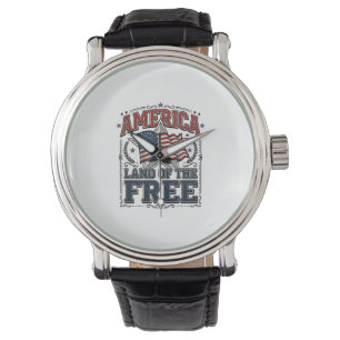 Reloj De Pulsera Camiseta Patriótica Vintage América Tierra De Los