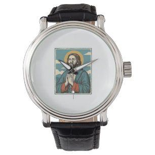 Reloj De Pulsera Camiseta religiosa vintage de Salvador orando Dise