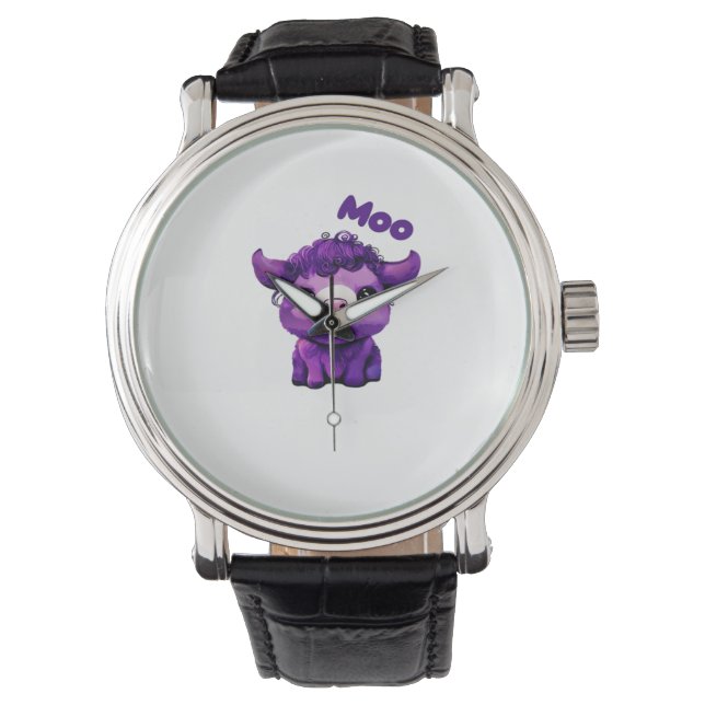 Reloj De Pulsera Camiseta sobredimensionada de vaca púrpura (Anverso)