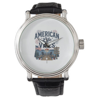 Reloj De Pulsera Camiseta Vectorial del Lago Patriótico Vibraciones
